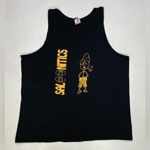 VINTAGE Saloontics We Spike The Yikes Graphic Tank Top Men XL Black USA 90s